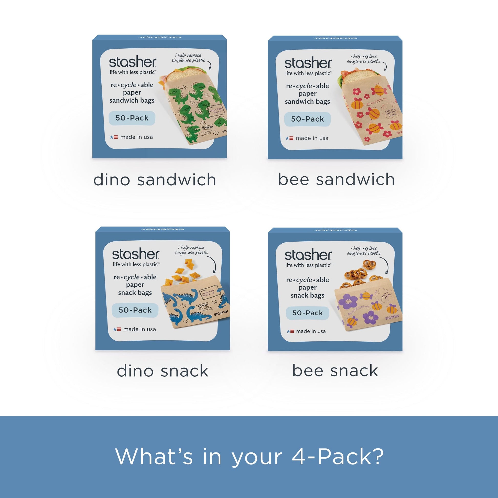 Recyclable Paper Bags 4-Pack 200ct