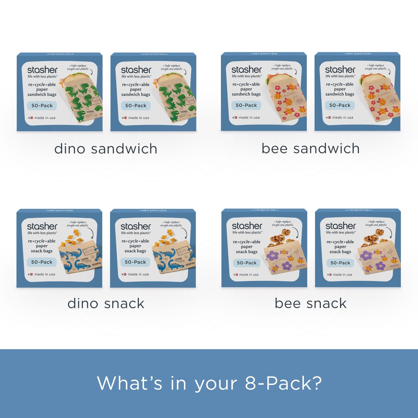 Recyclable Paper Bags 8-Pack 400ct